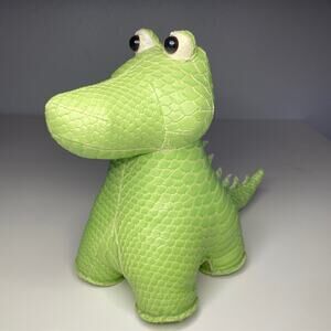 Vintage Streamline Alligator Bookend Faux Leather Weighted Green Crocodile
